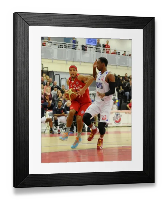 Framed Print : Intense Rivalry: Flyers vs. Surrey United Basketball Showdown