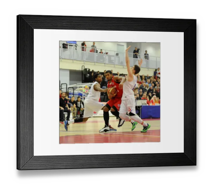Framed Print : Intense Rivalry: Flyers vs. United Basketball Showdown at SGS Wise Campus (November 2014)