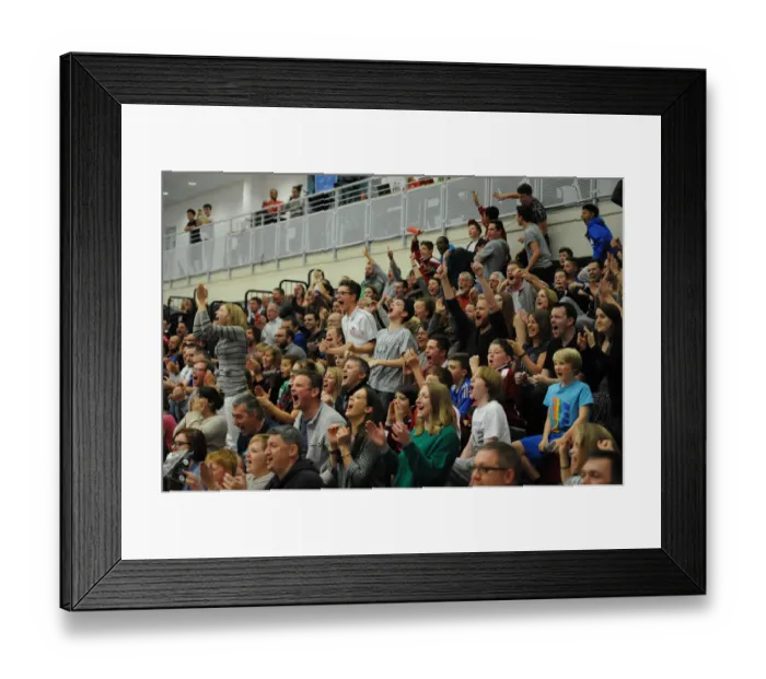 Framed Print : Bristol Flyers Fans in Full Cheer: Thrilling Basketball Showdown against Newcastle Eagles Framed Print : Bristol Flyers Fans in Full Cheer: Thrilling Basketball Showdown against Newcastle Eagles