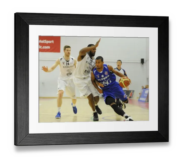 Framed Print : Intense Rivalry: Flyers vs. Eagles Basketball Showdown at SGS Wise Campus (November 2014)