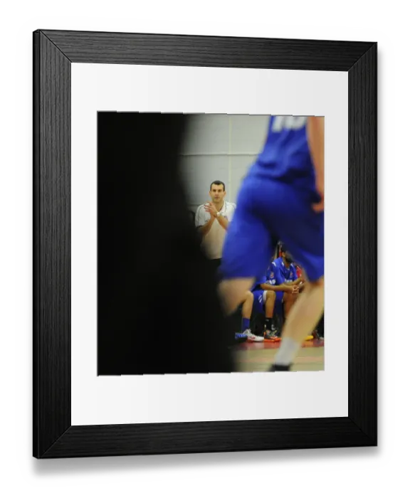 Framed Print : Andreas Kapoulas Leads the Charge: Intense Bristol Flyers vs. Newcastle Eagles Basketball Clash