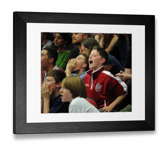 Framed Print : Thrilling Basketball Showdown: Bristol Flyers vs. Newcastle Eagles - Fans in Full Cheer Framed Print : Thrilling Basketball Showdown: Bristol Flyers vs. Newcastle Eagles - Fans in Full Cheer