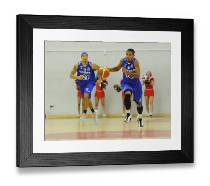 Framed Print : Intense Rivalry: Flyers vs. Eagles Basketball Showdown at SGS Wise Campus