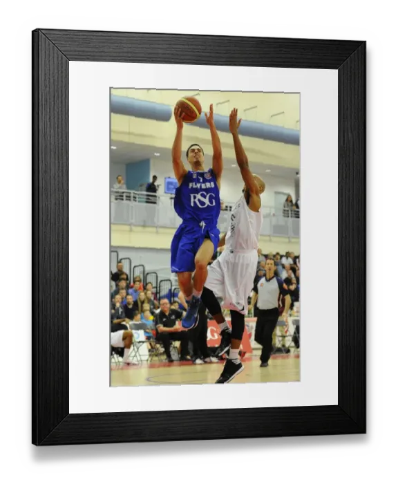 Framed Print : Intense Rivalry: Flyers vs. Eagles Basketball Showdown at SGS Wise Campus (November 2014)