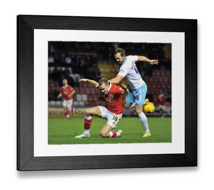 Framed Print : Bristol City vs Coventry City: Wilbraham Fouls Webster in Johnstones Paint Trophy Clash Framed Print : Bristol City vs Coventry City: Wilbraham Fouls Webster in Johnstones Paint Trophy Clash
