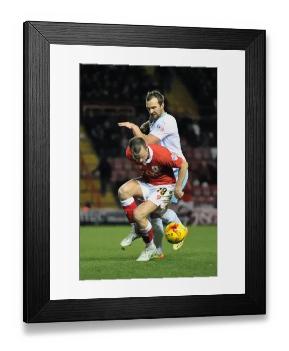 Framed Print : Bristol City vs Coventry City: Wilbraham Fouls by Webster in Johnstones Paint Trophy Clash Framed Print : Bristol City vs Coventry City: Wilbraham Fouls by Webster in Johnstones Paint Trophy Clash
