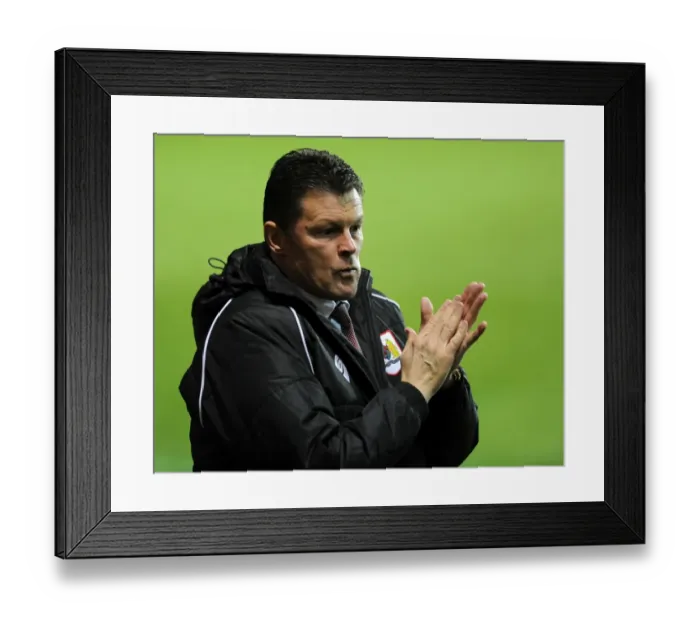 Framed Print : Steve Cotterill Leads Bristol City Against Coventry City in Johnstones Paint Trophy Match, 10 / 12 / 2014