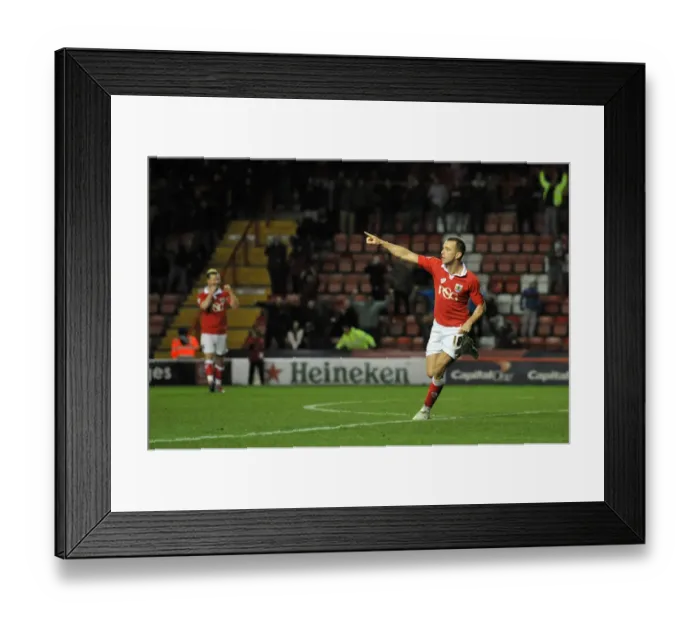 Framed Print : Aaron Wilbraham's Goal Celebration: Bristol City's Victory in Johnstones Paint Trophy against Coventry City Framed Print : Aaron Wilbraham's Goal Celebration: Bristol City's Victory in Johnstones Paint Trophy against Coventry City