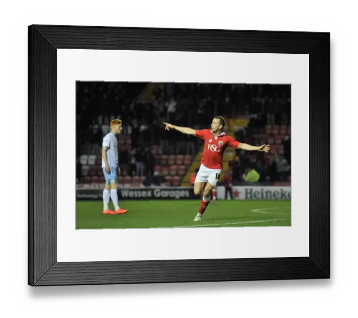 Framed Print : Aaron Wilbraham's Euphoric Goal Celebration: Bristol City vs Coventry City, Johnstones Paint Trophy (2014)