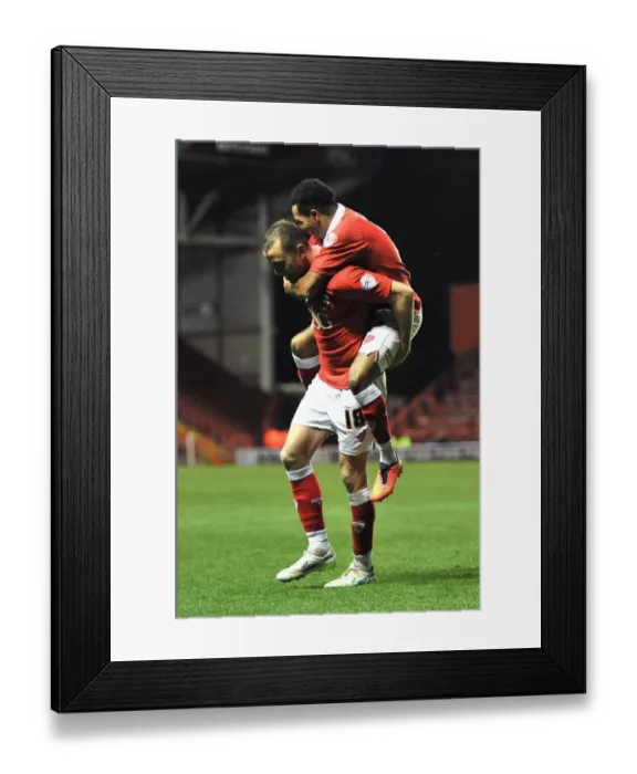 Framed Print : Bristol City's Wilbraham and Smith Celebrate Goal in Johnstones Paint Trophy Match against Coventry City Framed Print : Bristol City's Wilbraham and Smith Celebrate Goal in Johnstones Paint Trophy Match against Coventry City