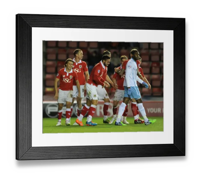 Framed Print : Derrick Williams Scores the Winning Goal: Bristol City Celebrates at Ashton Gate Framed Print : Derrick Williams Scores the Winning Goal: Bristol City Celebrates at Ashton Gate