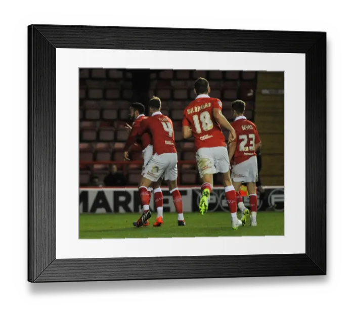 Framed Print : Bristol City's Derrick Williams and Aden Flint Celebrate Goal in Johnstones Paint Trophy Match against Coventry City