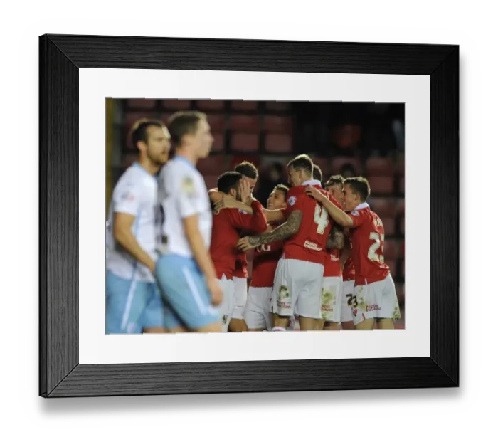 Framed Print : Bristol City Celebrates Derrick Williams Goal Against Coventry City - Johnstones Paint Trophy, Ashton Gate Stadium Framed Print : Bristol City Celebrates Derrick Williams Goal Against Coventry City - Johnstones Paint Trophy, Ashton Gate Stadium