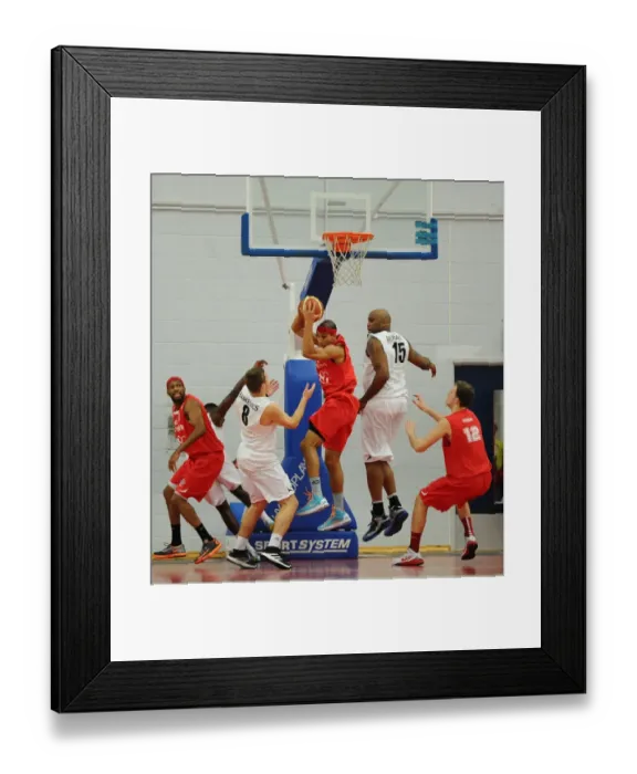 Framed Print : Intense Rivalry: Flyers vs Giants Basketball Showdown