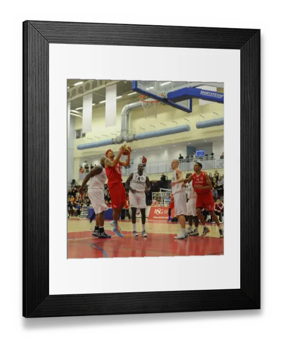 Framed Print : Fierce Rivalry: The Showdown - Bristol Flyers vs Manchester Giants Basketball Game