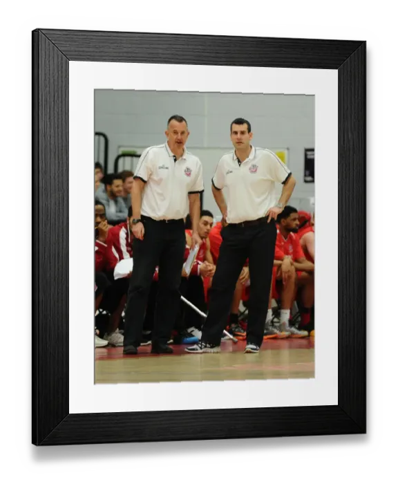 Framed Print : Andreas Kapoulas Leads Bristol Flyers Against Manchester Giants in Intense Basketball Clash
