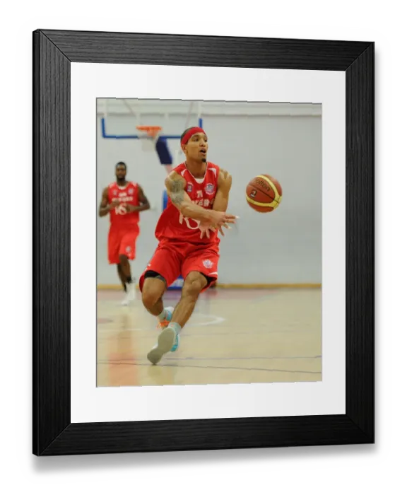 Framed Print : A High-Flying Showdown: Bristol Flyers vs Manchester Giants Basketball Clash at SGS Wise Campus (British Basketball League)