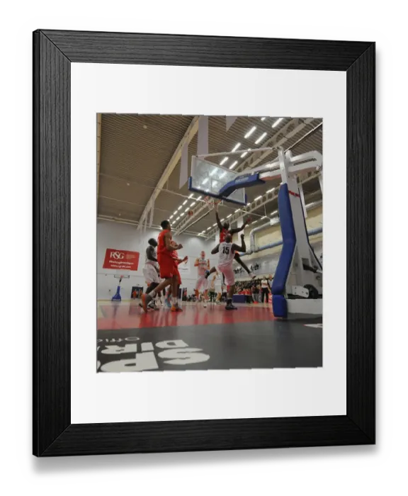 Framed Print : Thrilling Showdown: Flyers vs Giants in British Basketball League Framed Print : Thrilling Showdown: Flyers vs Giants in British Basketball League