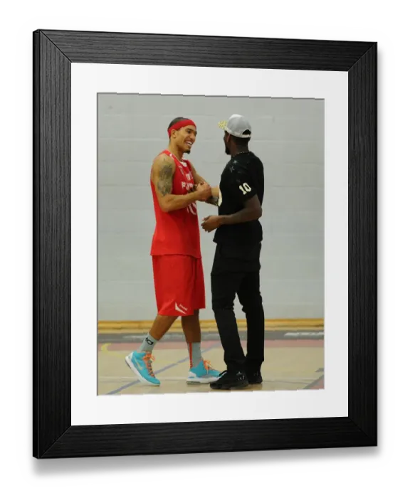 Framed Print : Bristol Flyers in Action: A Basketball Battle between Jay Emmanuel Thomas and Greg Streete against Manchester Giants Framed Print : Bristol Flyers in Action: A Basketball Battle between Jay Emmanuel Thomas and Greg Streete against Manchester Giants