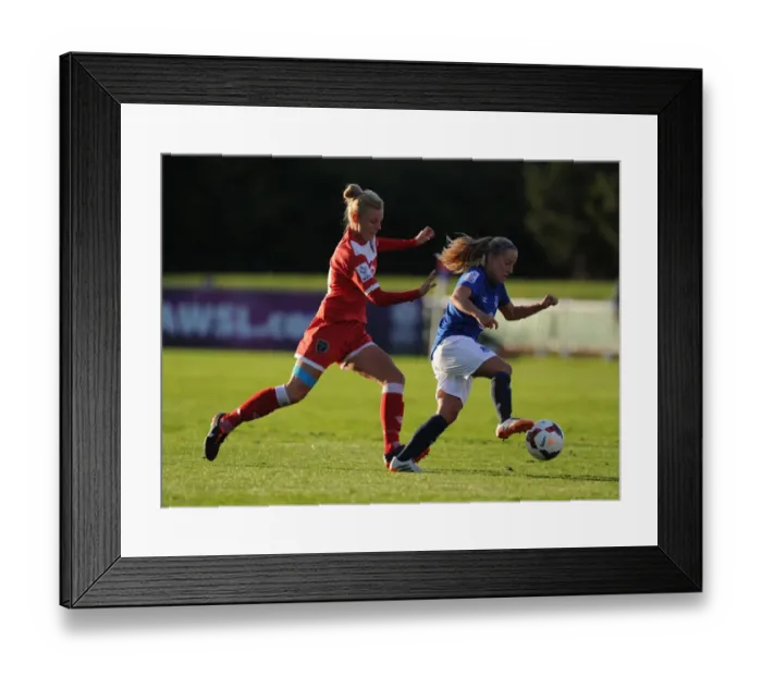 Framed Print : Bristol Academy vs Everton Ladies Clash: 23rd August 2014 (Bristol Academy Women's Football Club v Everton Ladies)