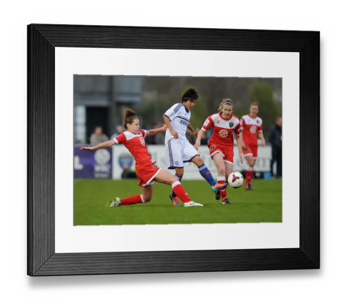 Framed Print : Ji So-Yun Outmaneuvers Jasmine Matthews: A Pivotal Moment in the FA WSL Match Between Bristol Academy and Chelsea Ladies