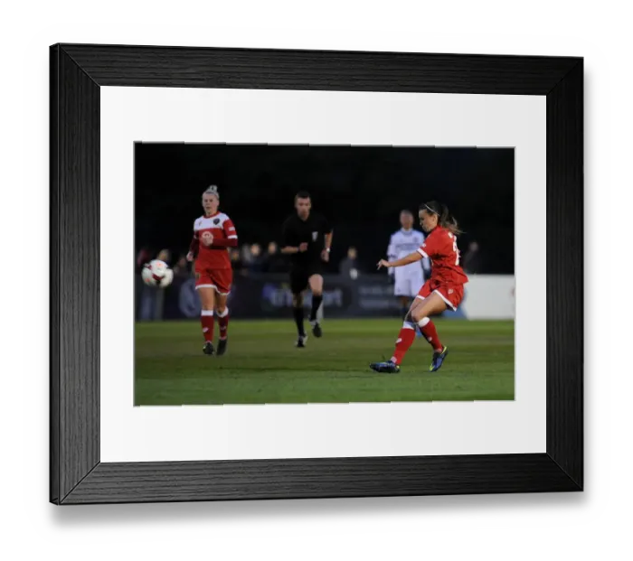 Framed Print : Natasha Harding's Shot for Goal: Bristol Academy vs. Chelsea Ladies Football Match, 2014