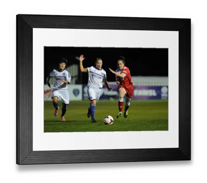 Framed Print : Battling for Possession: Laura Del Rio Garcia vs. Chelsea Ladies, Bristol Academy Football Club Framed Print : Battling for Possession: Laura Del Rio Garcia vs. Chelsea Ladies, Bristol Academy Football Club