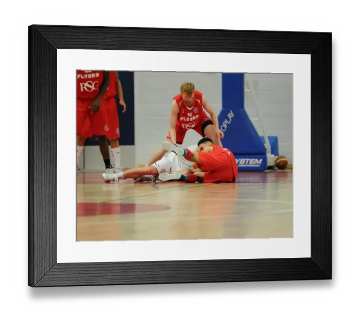 Framed Print : Intense Clash: British Basketball League - Flyers vs. Giants at SGS Wise Campus (December 2014)