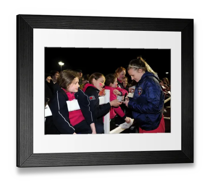 Framed Print : Bristol Academy's Alex Windell Signing Autographs at Gifford Stadium during Bristol Academy vs Chelsea Ladies FA WSL Match Framed Print : Bristol Academy's Alex Windell Signing Autographs at Gifford Stadium during Bristol Academy vs Chelsea Ladies FA WSL Match