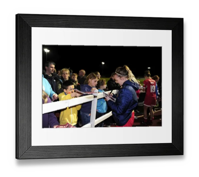 Framed Print : Bristol Academy's Alex Windell Signs Autographs at Gifford Stadium During BAWFC vs Chelsea Ladies FA WSL Match
