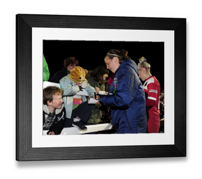 Framed Print : Bristol Academy's Laura Del Rio Garcia Signs Autographs at Gifford Stadium Framed Print : Bristol Academy's Laura Del Rio Garcia Signs Autographs at Gifford Stadium
