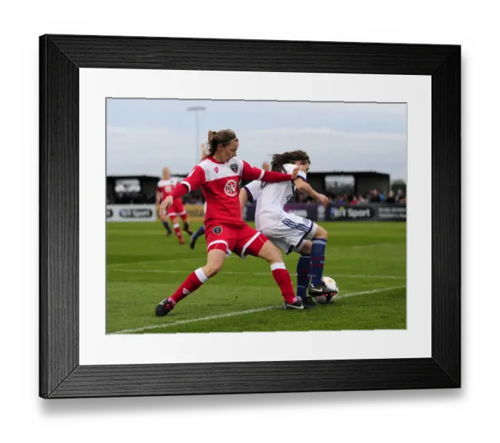 Framed Print : A Battle for the Ball: Loren Dykes Determined Fight in Bristol Academy vs. Chelsea Ladies