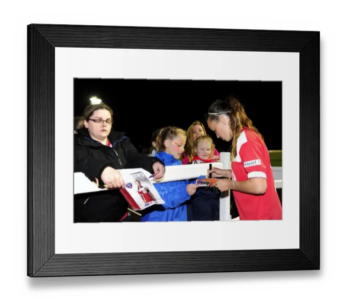 Framed Print : Natasha Harding of Bristol Academy Signing Autographs During BAWFC vs Chelsea Ladies Match Framed Print : Natasha Harding of Bristol Academy Signing Autographs During BAWFC vs Chelsea Ladies Match
