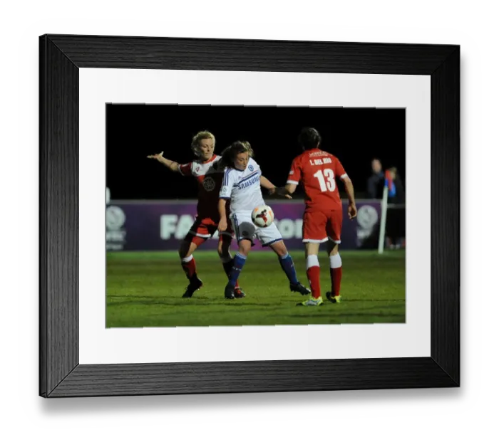Framed Print : Thrilling FA Womens Super League Match: Bristol Academy vs. Chelsea Ladies at Gifford Stadium