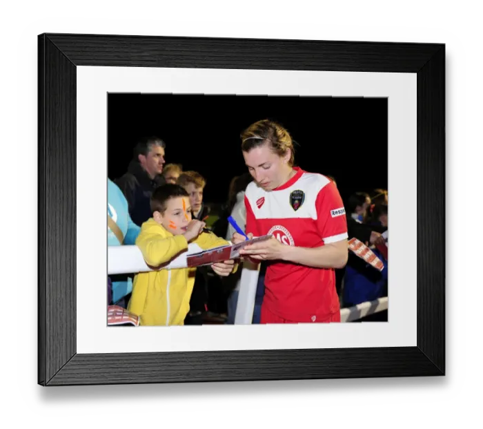 Framed Print : Grace McCarthy of Bristol Academy Signing Autographs During BAWFC vs Chelsea Ladies Match Framed Print : Grace McCarthy of Bristol Academy Signing Autographs During BAWFC vs Chelsea Ladies Match