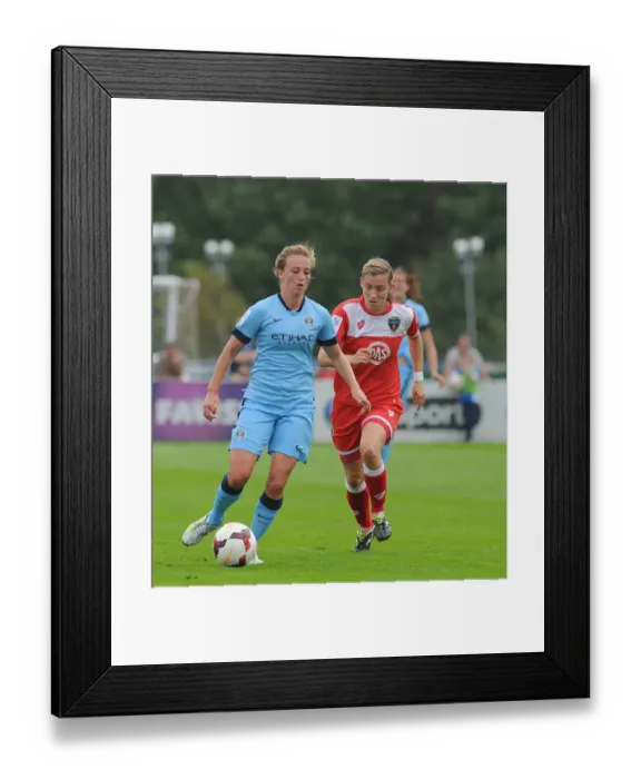 Framed Print : Grace McCatty Fights for Ball Possession: Bristol City FC Women vs Manchester City Ladies