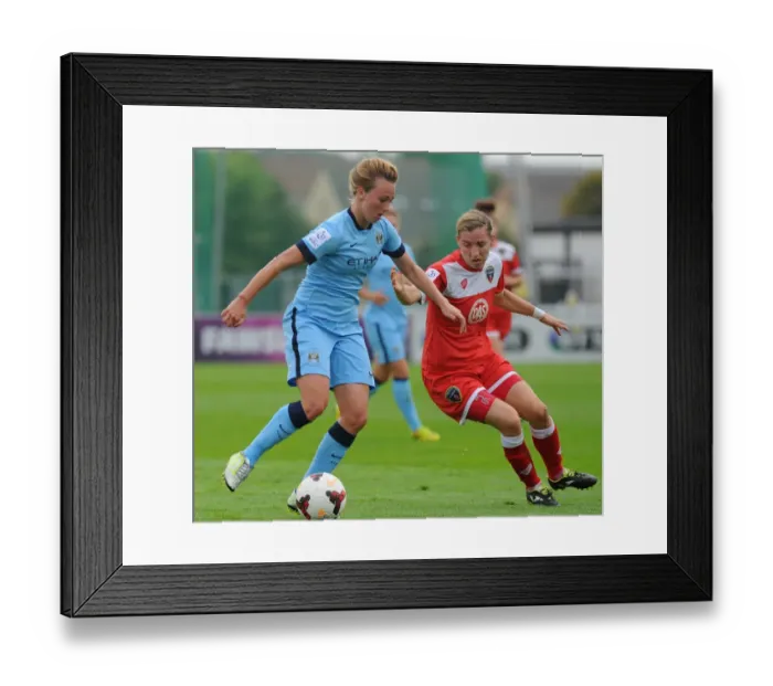 Framed Print : Bristol City FC: BAWFC vs Man City Ladies - Grace McCatty Fights for Ball Possession