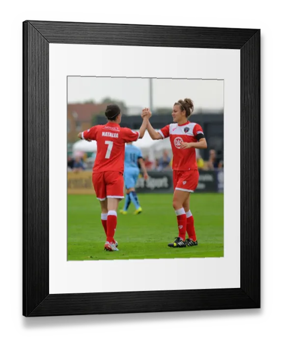 Framed Print : Bristol City FC: Jemma Rose and Natalia Pablos Sanchon Celebrate Goal Against Manchester City Ladies