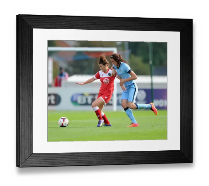 Framed Print : Angharad James Faces Intense Pressure from Jill Scott in Bristol Academy Women vs Manchester City Women Football Match Framed Print : Angharad James Faces Intense Pressure from Jill Scott in Bristol Academy Women vs Manchester City Women Football Match