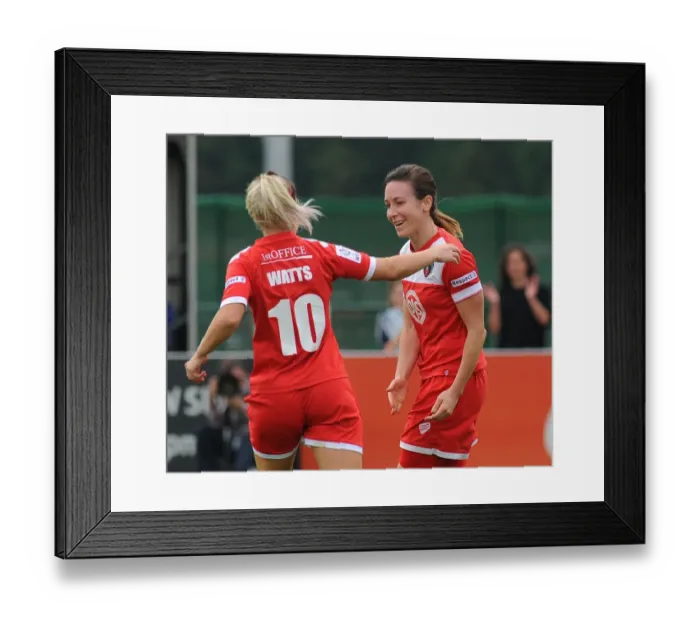 Framed Print : Thrilling WSL Victory for Bristol City FC: Corinne Yorston Scores, Nicola Watts Celebrates Framed Print : Thrilling WSL Victory for Bristol City FC: Corinne Yorston Scores, Nicola Watts Celebrates