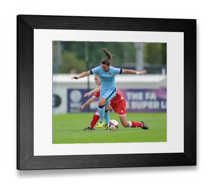 Framed Print : Tense Moment: Dykes Denies Johnston in Women's Super League Clash Framed Print : Tense Moment: Dykes Denies Johnston in Women's Super League Clash