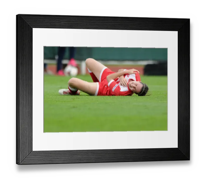 Framed Print : Bristol City FC's Natalia Pablos Sanchon Suffers Injury During WSL Clash Against Manchester City Women Framed Print : Bristol City FC's Natalia Pablos Sanchon Suffers Injury During WSL Clash Against Manchester City Women