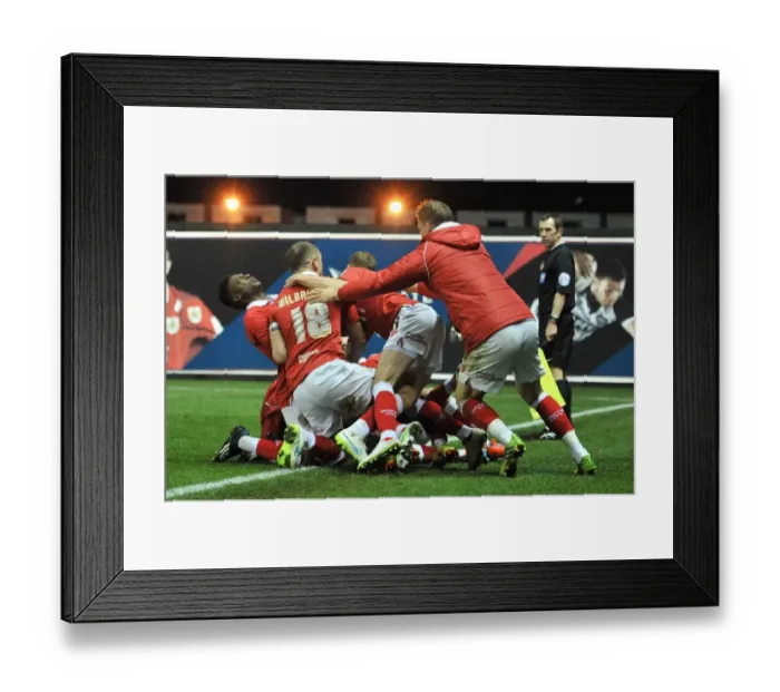 Framed Print : Bristol City: Luke Ayling's Euphoric Goal Celebration vs. Crawley Town (13 December 2014)