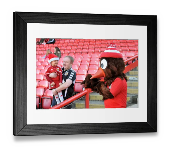 Framed Print : Bristol City Football Fan with Scrumpy at Ashton Gate, 13th December 2014 - Sky Bet League One Match vs Crawley Town