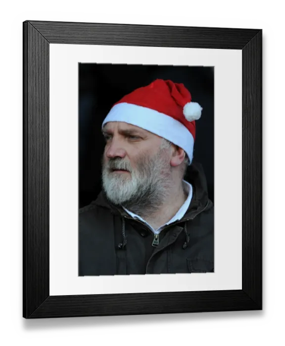 Framed Print : Bristol City Fan in Christmas Hat Celebrates at Ashton Gate during Bristol City vs Crawley Town Match, Sky Bet League One Framed Print : Bristol City Fan in Christmas Hat Celebrates at Ashton Gate during Bristol City vs Crawley Town Match, Sky Bet League One