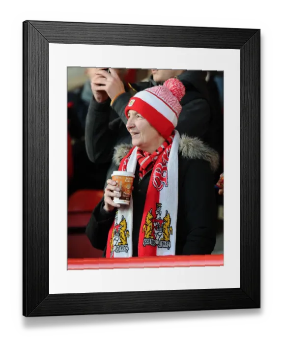 Framed Print : Intense Football Rivalry: Bristol City vs Crawley Town at Ashton Gate, December 13, 2014