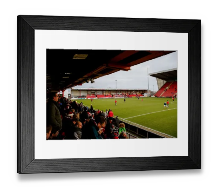 Framed Print : Bristol City Fans Gather in the Away Stand to Watch Warm-Up at Crewe Alexandra's Alexandra Stadium, 2014 Framed Print : Bristol City Fans Gather in the Away Stand to Watch Warm-Up at Crewe Alexandra's Alexandra Stadium, 2014