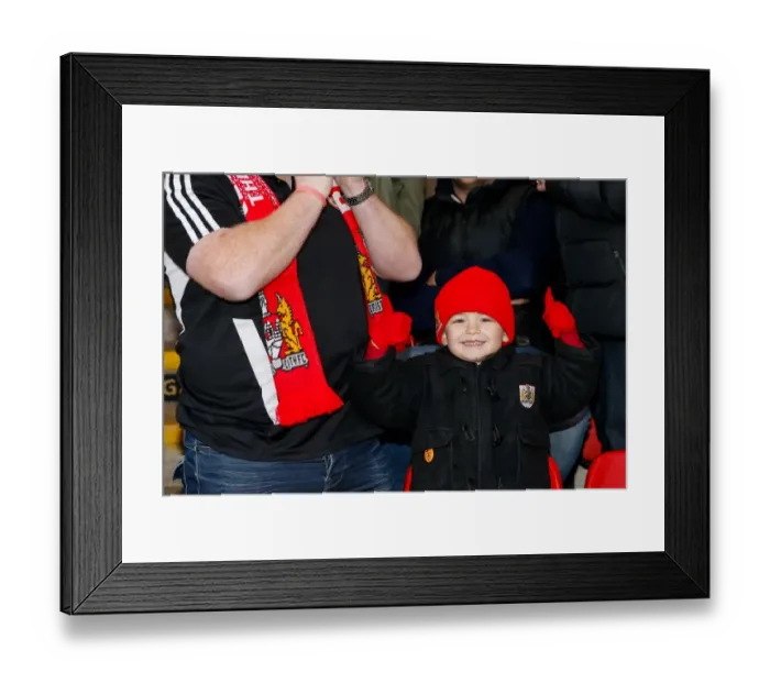 Framed Print : Bristol City Fans Cheer at Crewe Alexandra's Stadium During Sky Bet League 1 Match, 2014