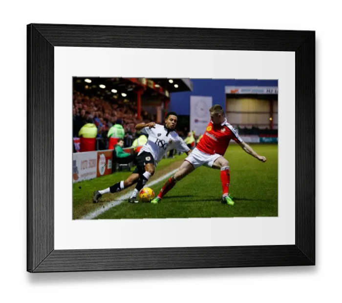 Framed Print : Korey Smith vs Oliver Turton: Intense Battle in Crewe Alexandra vs Bristol City Football Match, 2014