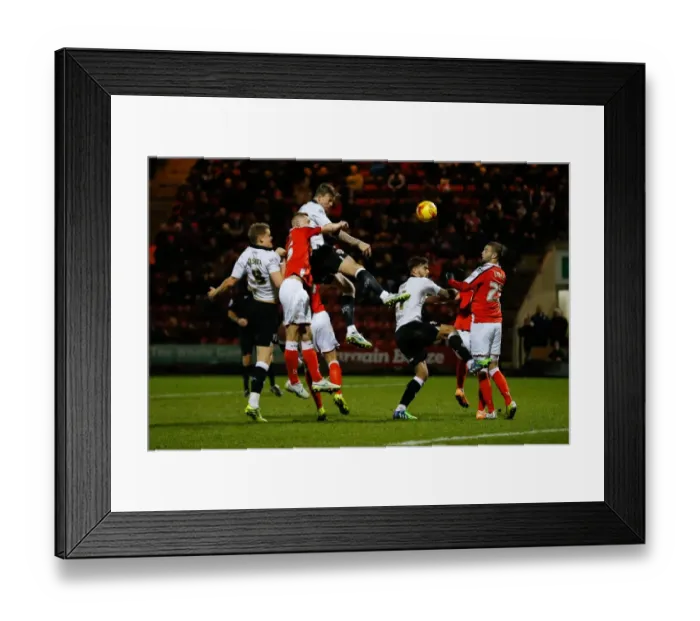 Framed Print : Aden Flint's Last-Minute Header: A Dramatic Moment in Crewe Alexandra vs. Bristol City Football Match
